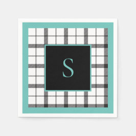 Schwarz, Weiß, Kariert, Grün, Chic, modern Serviette