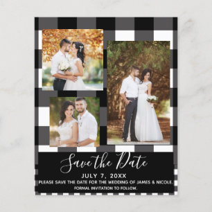 Schwarz Weiß Kariert Hochzeitsfoto Save the Date