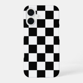 Schwarz-weiß kariert iPhone 16 hülle