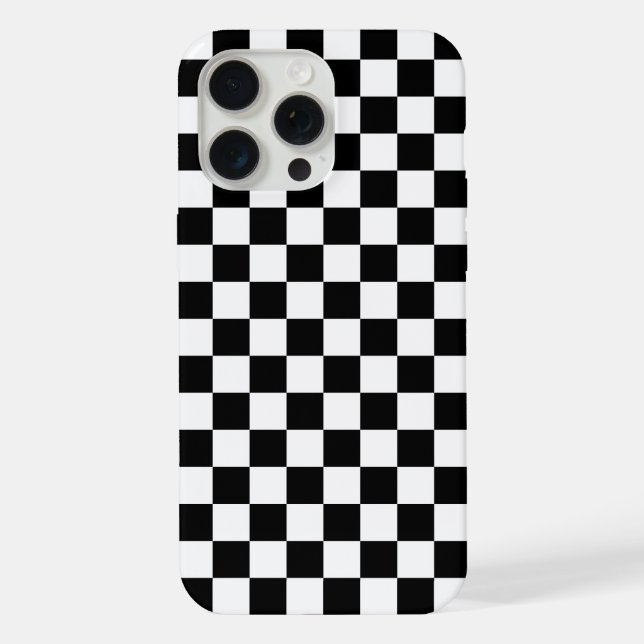 Schwarz-Weiß kariert iPhone Hülle (Rückseite)
