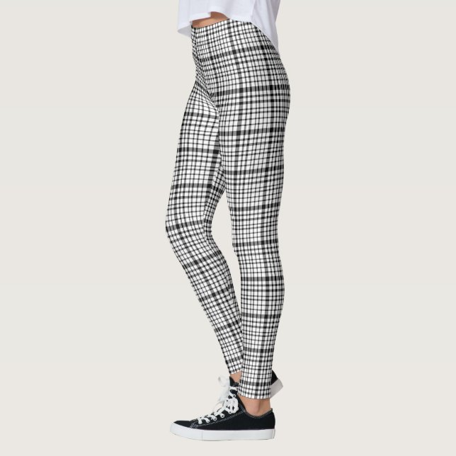 Schwarz-Weiß-Kariert Leggings (Links)