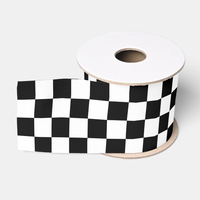 Schwarz-Weiß kariert Racing  Ripsband (Spule)