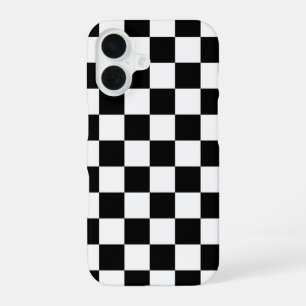 Schwarz-weiß kariert Schachbrettmuster iPhone 16 Hülle