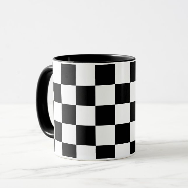 Schwarz-weiß kariert tasse (Vorderseite Links)