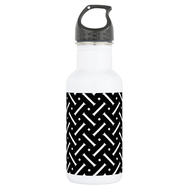 Schwarz-Weiß-Kariert Trinkflasche (Vorderseite)