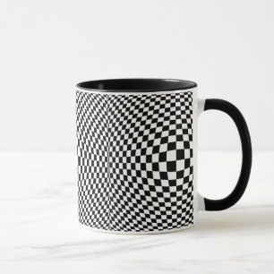 Schwarz-weiß karierte Op-Art Tasse