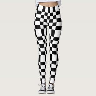 Schwarz-weiß karierte Punk Mode Leggings