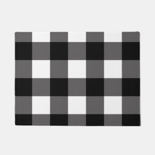 Schwarz-weiß karierte Quadrate Buffalo Plaid Fußmatte