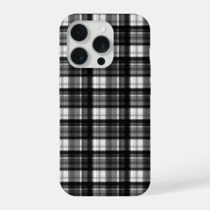 Schwarz-weiß karierter Tartan, iPhone 15 Pro Hülle