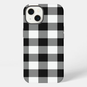 Schwarz-weiß kariertes Akku-Case iPhone Hülle