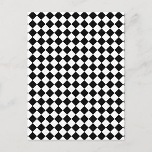 Schwarz-weiß kariertes Design Postkarte
