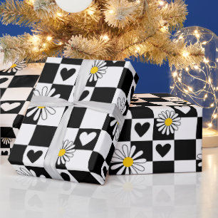 Schwarz-weiß kariertes Geschenkpapier