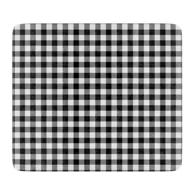 Schwarz-weiß kariertes Gingham-Muster Schneidebrett (Vorderseite)