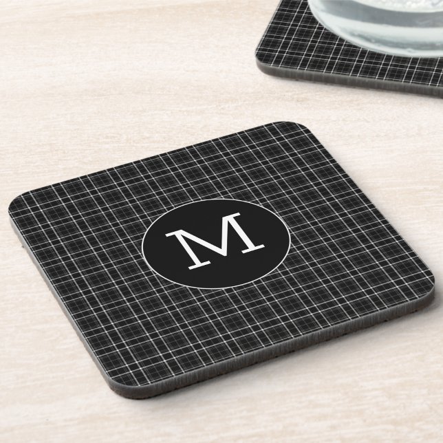 Schwarz-weiß kariertes Monogramm  Getränkeuntersetzer (Von Creator hochgeladen)