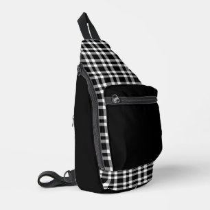 Schwarz-weiß kariertes Muster Crossbody Bag