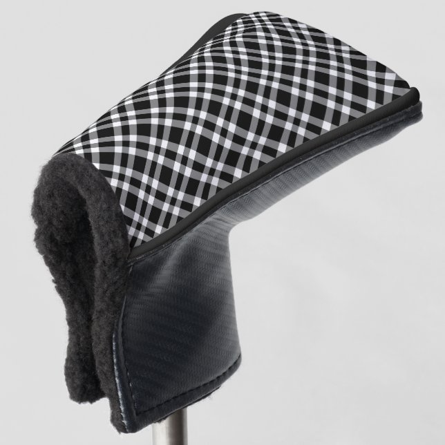 Schwarz-weiß kariertes Muster Golf Headcover (3/4 Vorderseite)