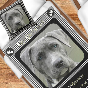 Schwarz-weiß kariertes Muster Hundedenkmal Kissen