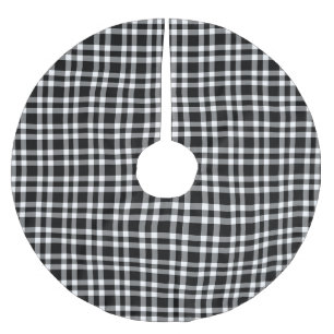 Schwarz-weiß kariertes Muster Polyester Weihnachtsbaumdecke