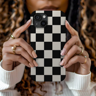 Schwarz-weiß kariertes Retro-Design iPhone 16 Pro Max Hülle