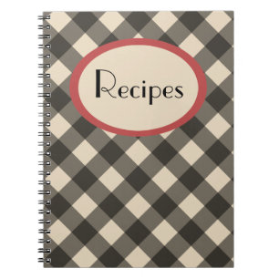 Schwarz-weiß kariertes Rezept-Notizbuch Notizblock