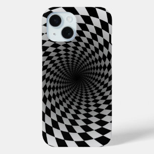 Schwarz-Weiß kariertes Wirbelmuster Case-Mate iPhone Hülle