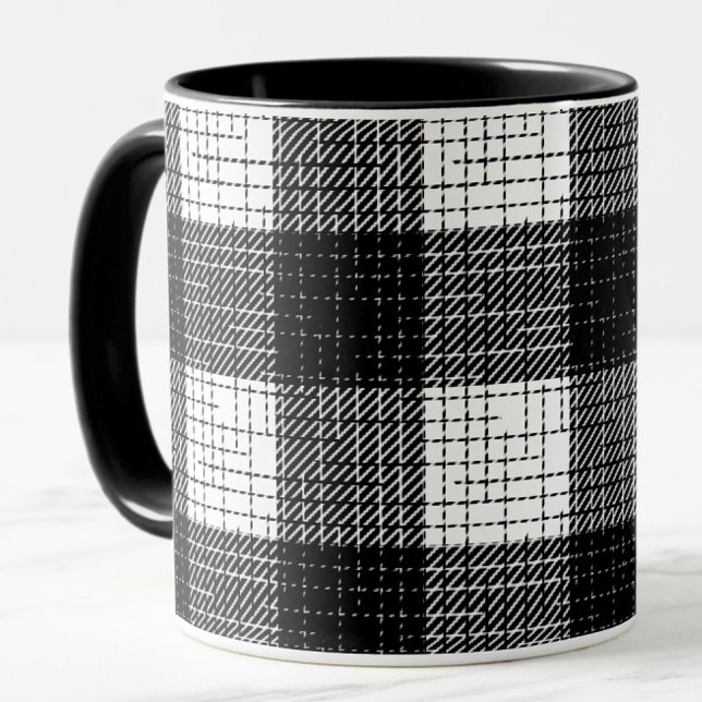 Schwarz-Weiß-Karo-Design mit kräftigem Muster  Tasse (Von Creator hochgeladen)