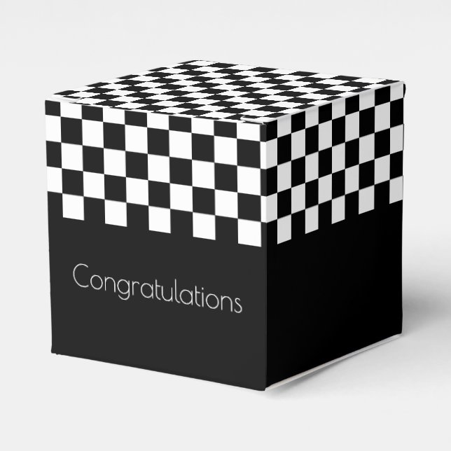 Schwarz-Weiß-Karo Geschenkschachtel (Vorderseite)