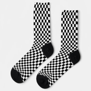 Schwarz + Weiß Karo Mode Socken