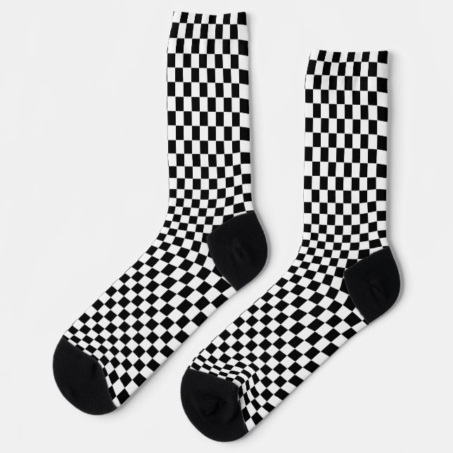 Schwarz + Weiß Karo Mode  Socken (Linkes Detail)