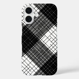 Schwarz-Weiß-Karo-Muster im kühnen Design iPhone 16 Hülle