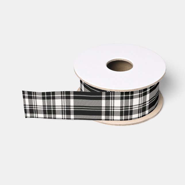 Schwarz-Weiß-Karo Ripsband (Spule)