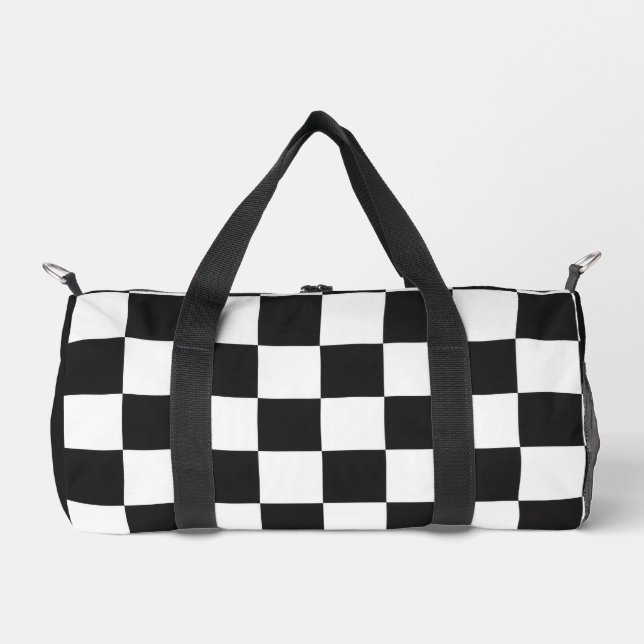 Schwarz-Weiß-Karomuster Klassiker  Duffle Bag (Vorderseite)