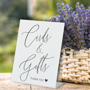 Schwarz-Weiß-Karten und Geschenke-Brautparty Sockelschild