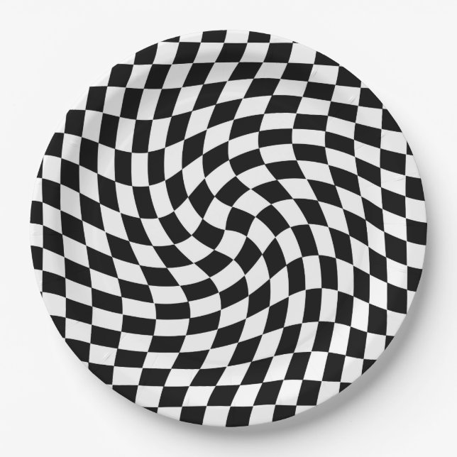 Schwarz-Weiß-Karton Pappteller (Vorderseite)