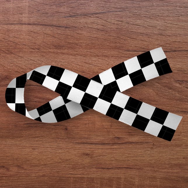 Schwarz-Weiß-Karton Satinband (Checkerboard Black & White Satin Ribbon
)