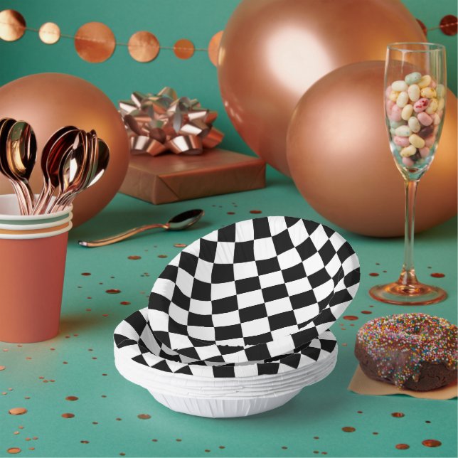 Schwarz-Weiß-Karton-Sichtflaggendesign Pappteller (Multi)