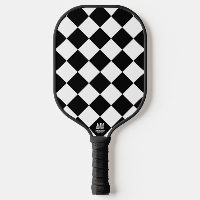 Schwarz-Weiß-Karton-Sichtflaggendesign Pickleball Schläger (Vorderseite)