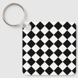 Schwarz-Weiß-Karton-Sichtflaggendesign Schlüsselanhänger