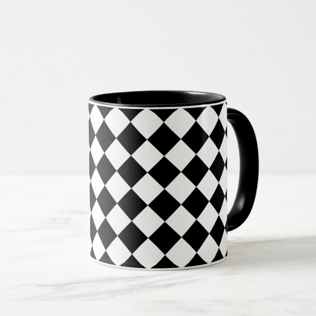 Schwarz-Weiß-Karton-Sichtflaggendesign Tasse (VorderseiteRechts)
