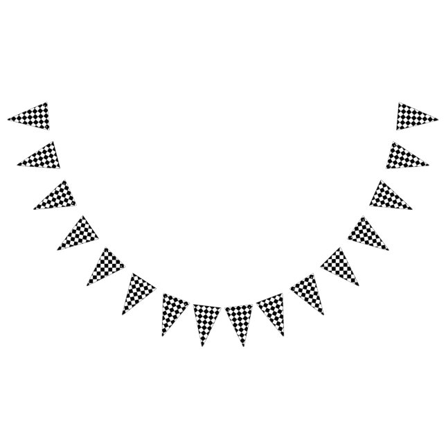 Schwarz-Weiß-Karton-Sichtflaggendesign Wimpelkette (Alle)