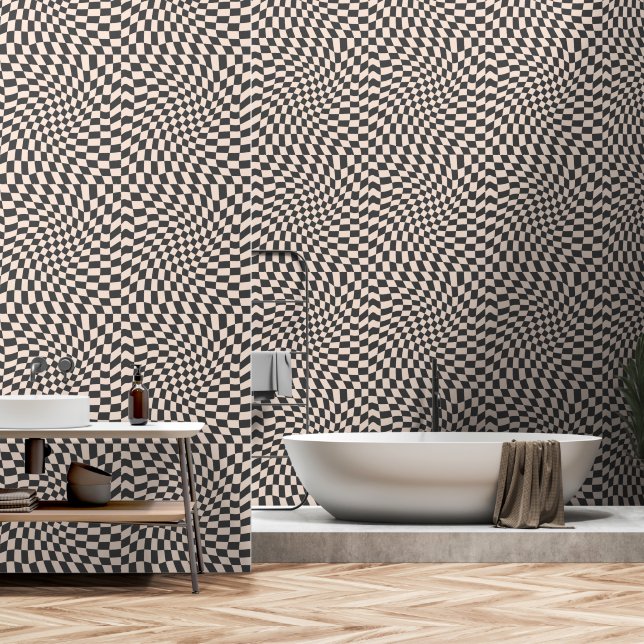 Schwarz-Weiß-Karton Tapete (Badezimmer)