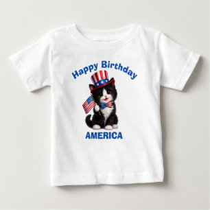 Schwarz-weiß-Kätzchen (1e) Patriotisches Kinder-T- Baby T-shirt