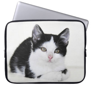 Schwarz-Weiß-Kätzchen Laptopschutzhülle