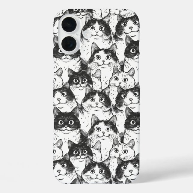 Schwarz-Weiß-Katze-Illustration Case-Mate iPhone Hülle (Rückseite)
