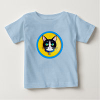 Schwarz-Weiß-Katze-Illustration mit blauen Augen