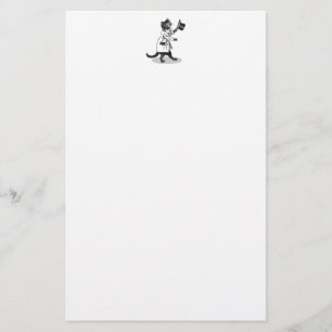 Schwarz-Weiß-Katze mit Top-Hat-Stationery Briefpapier