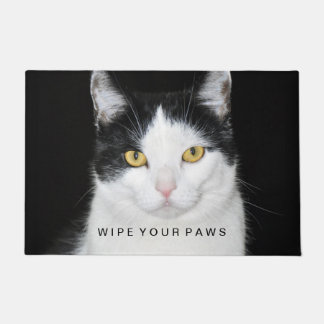 Schwarz-Weiß-Katze-Portrait Fußmatte