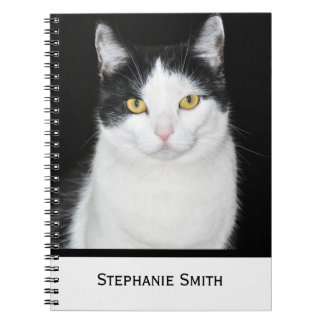 Schwarz-Weiß-Katze-Portrait Notizblock