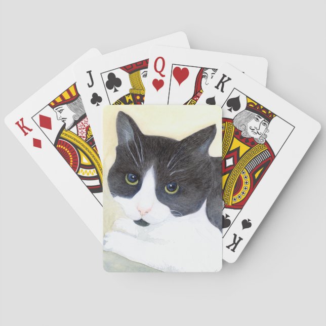 Schwarz-Weiß-Katze Spielkarten (Rückseite)