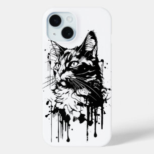 Schwarz-weiß-Katze Spritzer  Case-Mate iPhone Hülle